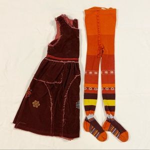 Catimini corduroy dress and tights set size 4-5T